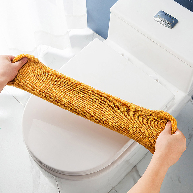 1 gab Mazgājams ziemas siltais tualetes sēdekļa pārvalks Closestool Mat Vannas istabas piederumi Adīšana Pure Color Mīksts O-veida spilventiņš bidē pārvalks
