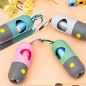 Noārdāmu suņu izkārnījumu maisiņu dozators LED suņu kaku maisiņu turētājs ar vieglu āra suņu atkritumu atkritumu maisu tīrīšanas piederumiem mājdzīvniekiem