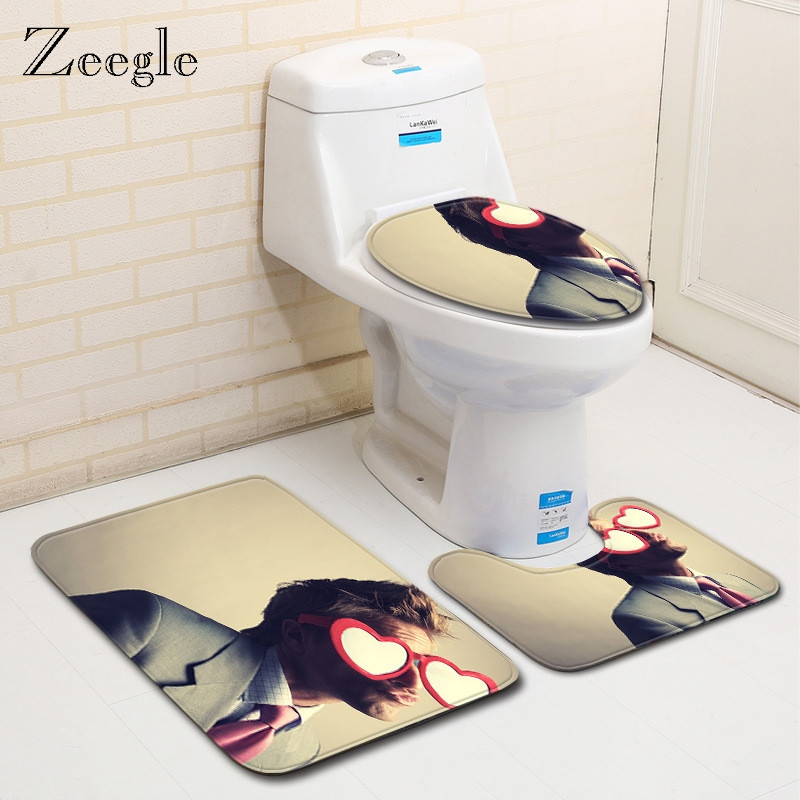 Zeegle prostirke za WC Kupaonski set tepiha Flanel prostirke za kupaonicu Navlaka za WC sjedalo kupaonice Prostirke za tuširanje Protuklizne prostirke za kupaonicu