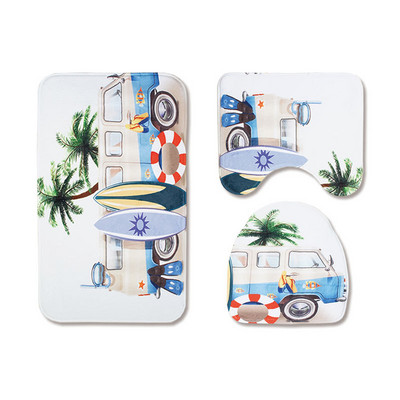 Zeegle Cartoon Bus Prostirka za kupaonicu 3 kom Set kupaonskih prostirača Mekana upijajuća kupaonska podloga za tepih Poklopac za WC školjku Navlaka za sjedalo Kupaonska prostirka