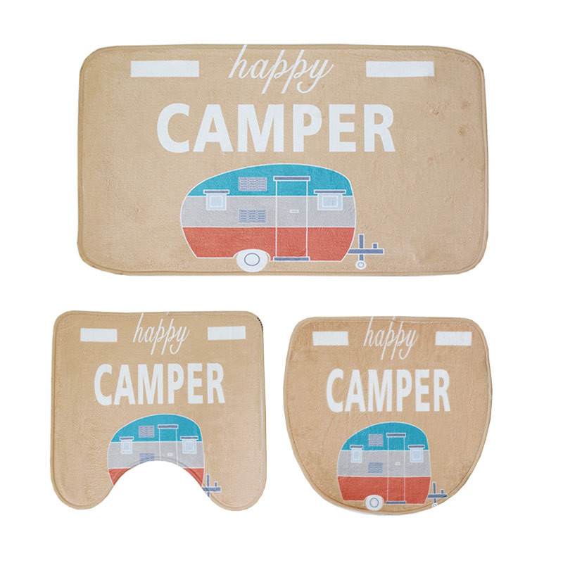 Zeegle Cartoon Bus Prostirka za kupaonicu 3 kom Set kupaonskih prostirača Mekana upijajuća kupaonska podloga za tepih Poklopac za WC školjku Navlaka za sjedalo Kupaonska prostirka