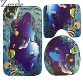 Zeegle 3gab Vannas istabas vannas paklājiņu komplekts Sūkšanas sūklis Tualetes paklāji Neslīdoši Vannas istabas grīdas paklājiņš Vāks Tualetes pārvalks Vannas istabas paklāju komplekts