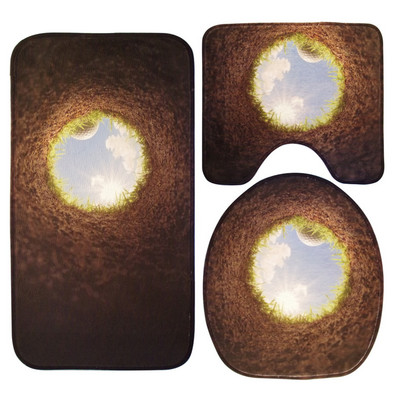 Zeegle 3gab Vannas istabas vannas paklājiņu komplekts Sūkšanas sūklis Tualetes paklāji Neslīdoši Vannas istabas grīdas paklājiņš Vāks Tualetes pārvalks Vannas istabas paklāju komplekts