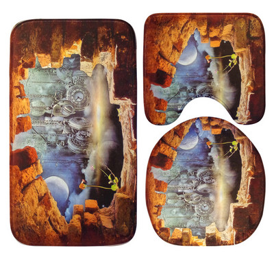 Zeegle 3gab Vannas istabas vannas paklājiņu komplekts Sūkšanas sūklis Tualetes paklāji Neslīdoši Vannas istabas grīdas paklājiņš Vāks Tualetes pārvalks Vannas istabas paklāju komplekts