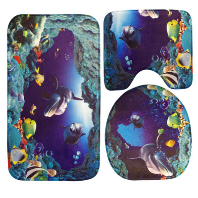 Zeegle 3gab Vannas istabas vannas paklājiņu komplekts Sūkšanas sūklis Tualetes paklāji Neslīdoši Vannas istabas grīdas paklājiņš Vāks Tualetes pārvalks Vannas istabas paklāju komplekts