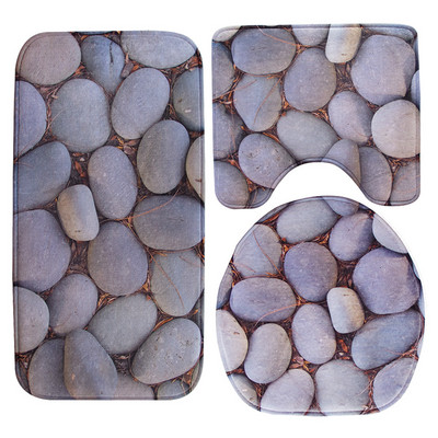 Zeegle 3gab Vannas istabas vannas paklājiņu komplekts Sūkšanas sūklis Tualetes paklāji Neslīdoši Vannas istabas grīdas paklājiņš Vāks Tualetes pārvalks Vannas istabas paklāju komplekts