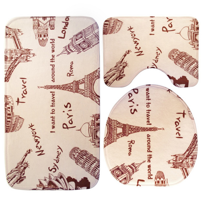 Zeegle 3gab Vannas istabas vannas paklājiņu komplekts Sūkšanas sūklis Tualetes paklāji Neslīdoši Vannas istabas grīdas paklājiņš Vāks Tualetes pārvalks Vannas istabas paklāju komplekts