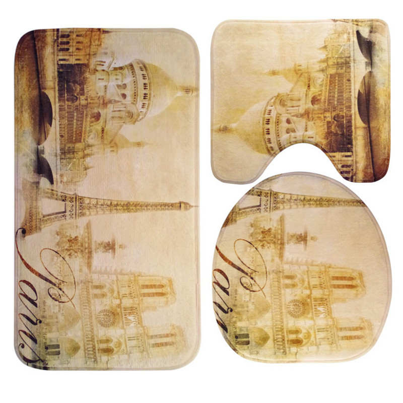 Zeegle 3gab Vannas istabas vannas paklājiņu komplekts Sūkšanas sūklis Tualetes paklāji Neslīdoši Vannas istabas grīdas paklājiņš Vāks Tualetes pārvalks Vannas istabas paklāju komplekts