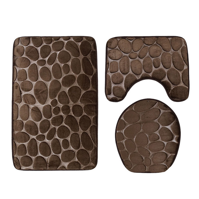 Zeegle kupaonske prostirke 3D reljefni set prostirki za kupaonicu Kupaonski tepih Neklizajuća toaletna prostirka Kupaonske prostirke Flanelske podne prostirke