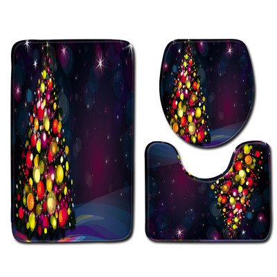 Zeegle Merry Christmas Set prostirki za kupaonicu od 3 komada Kupaonska dekoracija Prostirka za noge Neklizajuća podloga za poklopac WC školjke Protuklizna poliesterska prostirka