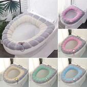 Zimska topla navlaka za WC sjedalo Podmetač za stolice 1 kom perivi kupaonski dodaci Pletivo čiste boje Mekana podloga u obliku slova O Navlaka za bide