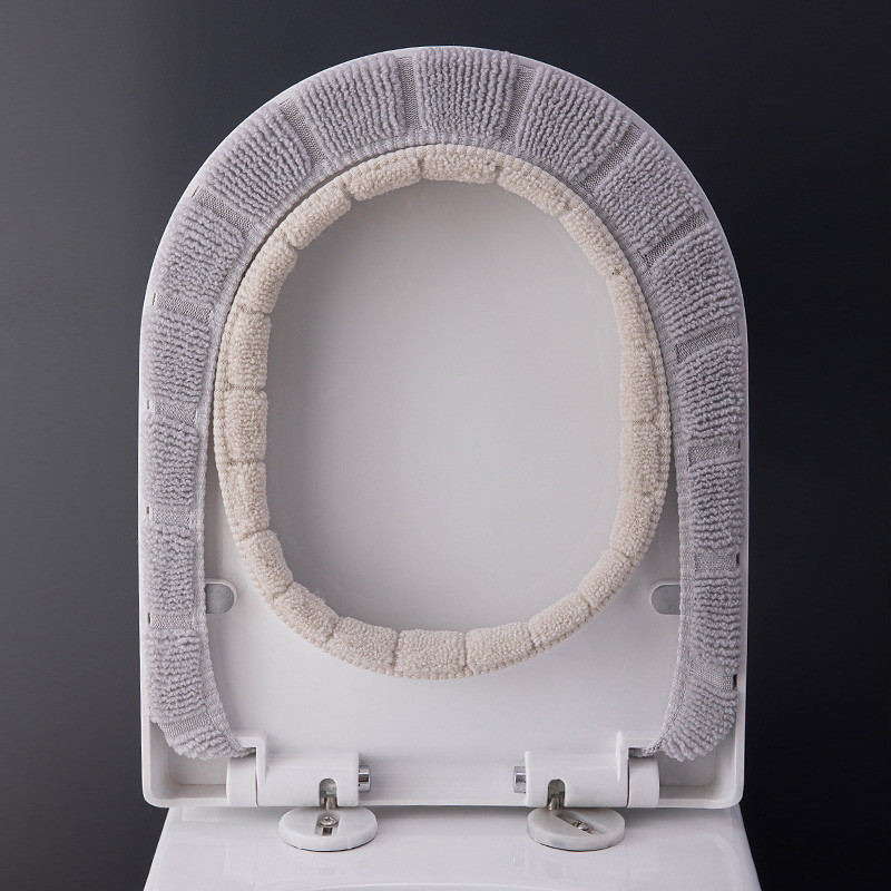 Zimska topla navlaka za WC sjedalo Podmetač za stolice 1 kom perivi kupaonski dodaci Pletivo čiste boje Mekana podloga u obliku slova O Navlaka za bide