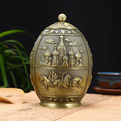 Retro augstas klases mājdzīvnieku piemiņas urnas reljefs pils suns kaķis mazs mājdzīvnieka suvenīrs ziemeļvalstu stila cinka sakausējuma materiāla atvieglošanas process