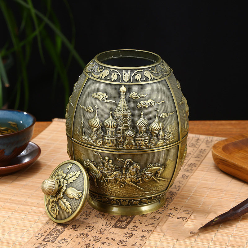 Retro augstas klases mājdzīvnieku piemiņas urnas reljefs pils suns kaķis mazs mājdzīvnieka suvenīrs ziemeļvalstu stila cinka sakausējuma materiāla atvieglošanas process