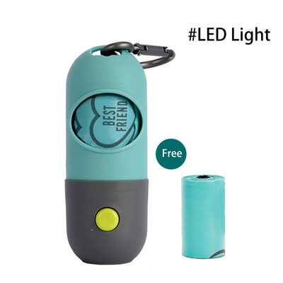 Noārdāmu suņu izkārnījumu maisiņu dozators LED gaismas kucēnu atkritumu kabata āra ceļojumu maisiņš kaķiem kaktu tīrīšana atkritumu maisi mājdzīvnieku piederumi