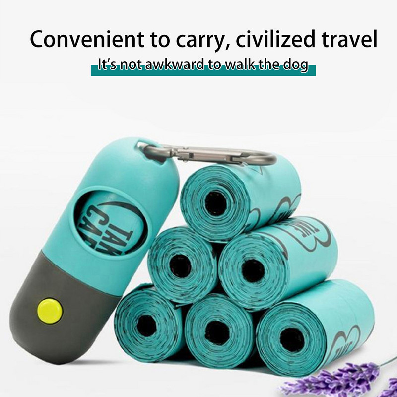 Noārdāmu suņu izkārnījumu maisiņu dozators LED gaismas kucēnu atkritumu kabata āra ceļojumu maisiņš kaķiem kaktu tīrīšana atkritumu maisi mājdzīvnieku piederumi