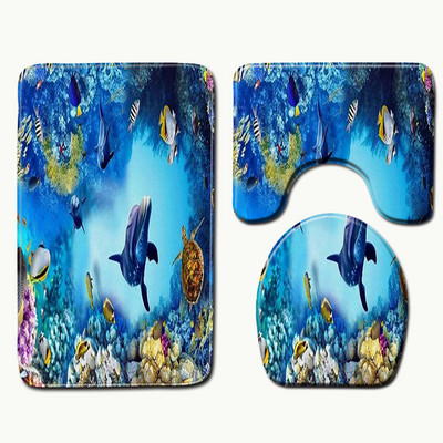 Zeegle Kupaonski set prostirki za kupanje za uređenje doma Prostirke za WC Protuklizne 3D tiskane meke flanelske prostirke Prekrivači za sjedala