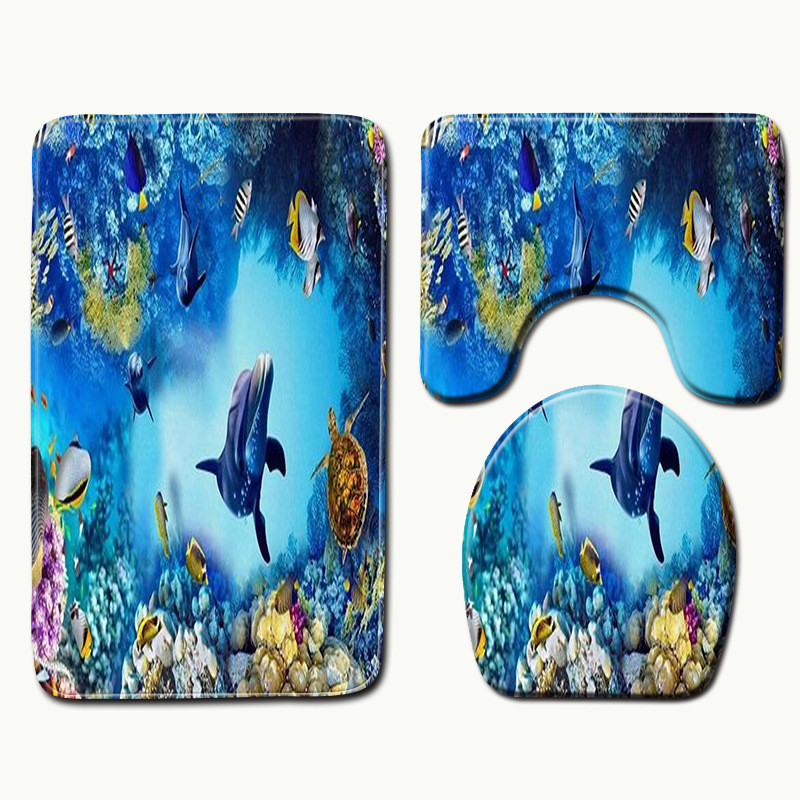 Zeegle Kupaonski set prostirki za kupanje za uređenje doma Prostirke za WC Protuklizne 3D tiskane meke flanelske prostirke Prekrivači za sjedala