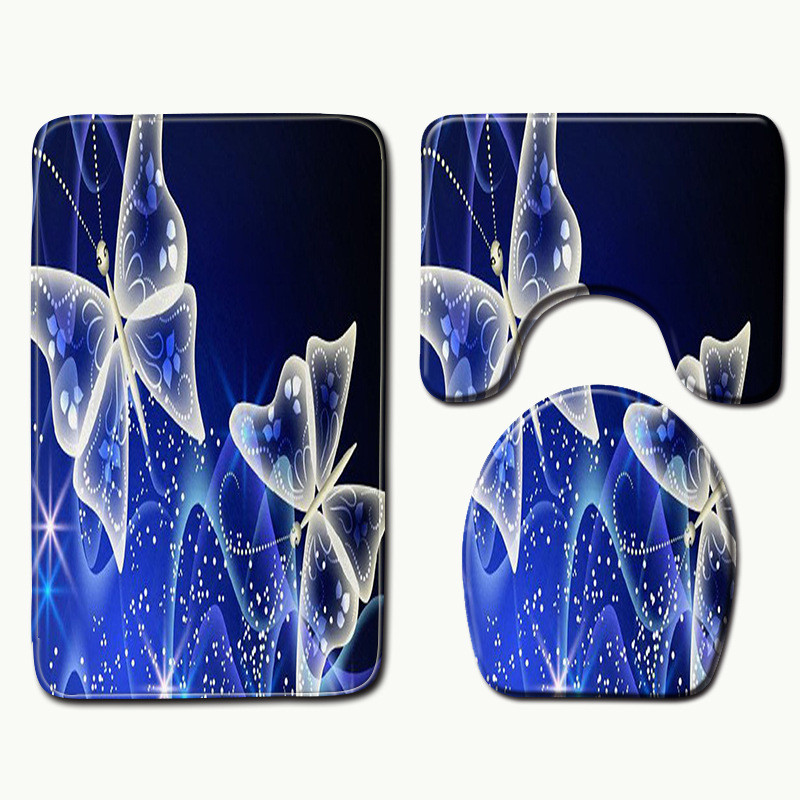 Zeegle Kupaonski set prostirki za kupanje za uređenje doma Prostirke za WC Protuklizne 3D tiskane meke flanelske prostirke Prekrivači za sjedala