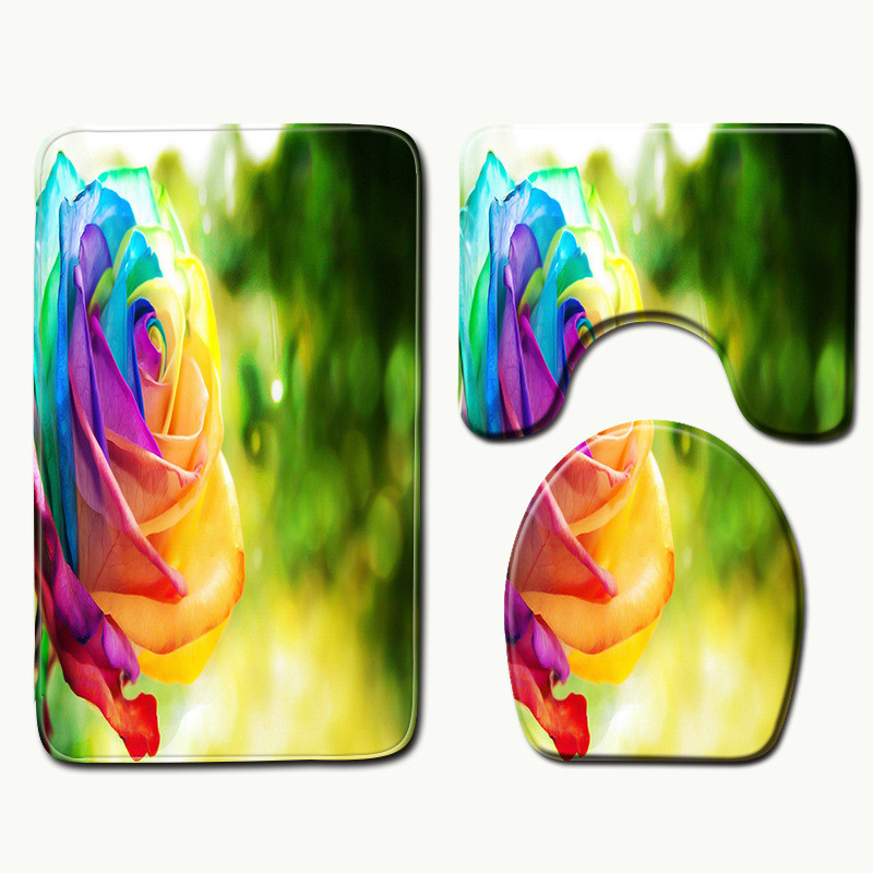 Zeegle Kupaonski set prostirki za kupanje za uređenje doma Prostirke za WC Protuklizne 3D tiskane meke flanelske prostirke Prekrivači za sjedala