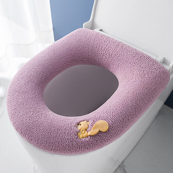 Удебелена подложка за капака на тоалетната седалка Зимна топла мека миеща се подложка за табуретка Калъф за седалка Калъф за тоалетна чиния Подложка за капак за биде Аксесоари за баня