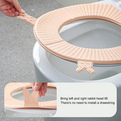 Tualetes paklājiņš U/O formas Universāls ūdensizturīgs ar diviem rokturiem Cartoon Rabbit Head salokāms tualetes sēdekļa paliktnis Closestool Siltāks priekš Hom