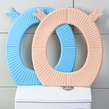 Χαλάκι τουαλέτας σε σχήμα U/O Universal αδιάβροχο με διπλή λαβή Cartoon Rabbit Head Πτυσσόμενο μαξιλαράκι καθίσματος τουαλέτας Closestool Warmer for Hom