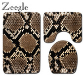 Zeegle apdrukāta sloksne 3 gab vannas paklājiņš, absorbējošs pēdu paklājiņš tualetes ieejas paklājiņš durvju paklājiņš Neslīdošs vannas istabas paklājiņa komplekts vannas istabas tualetes paklājs