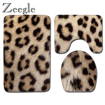 Zeegle Printed Strip 3Pcs Подложка за баня Абсорбираща подложка за крака Подложка за тоалетна входна изтривалка Неплъзгаща се комплект подложки за баня Килим за тоалетна за баня