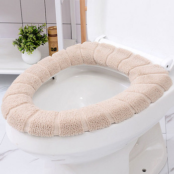 Универсална плюшена удебелена калъфка за тоалетна седалка Мека плюшена подложка с цип Тоалетна подложка Closestool Зимна топла подложка за тоалетна