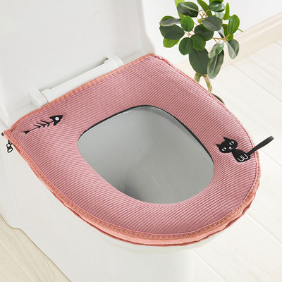 Universāls plīša biezs tualetes sēdekļa pārklājs mīksts plīša tualetes paklājiņš ar rāvējslēdzēju tualetes paklājiņš Closestool ziemas siltais tualetes paklājiņš