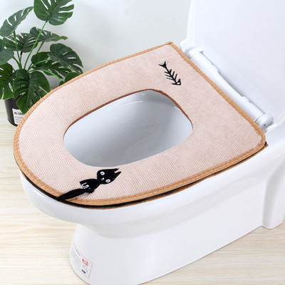 Universāls plīša biezs tualetes sēdekļa pārklājs mīksts plīša tualetes paklājiņš ar rāvējslēdzēju tualetes paklājiņš Closestool ziemas siltais tualetes paklājiņš