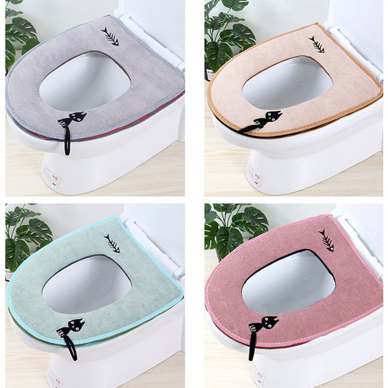 Universāls plīša biezs tualetes sēdekļa pārklājs mīksts plīša tualetes paklājiņš ar rāvējslēdzēju tualetes paklājiņš Closestool ziemas siltais tualetes paklājiņš