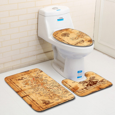 Zeegle kreativni set prostirki za kupanje Neklizajuća čvrsta prostirka za kupaonicu Dekoracija kupaonice Tepih Navlaka za WC sjedalo Meka moderna kupaonska prostirka za tuširanje