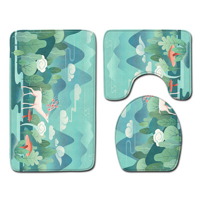 Zeegle kreativni set prostirki za kupanje Neklizajuća čvrsta prostirka za kupaonicu Dekoracija kupaonice Tepih Navlaka za WC sjedalo Meka moderna kupaonska prostirka za tuširanje