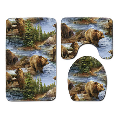 Zeegle kreativni set prostirki za kupanje Neklizajuća čvrsta prostirka za kupaonicu Dekoracija kupaonice Tepih Navlaka za WC sjedalo Meka moderna kupaonska prostirka za tuširanje