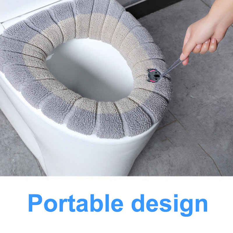 Navlaka za WC sjedalo Održava toplinu Closestool Mat Kupaonski pribor koji se može prati Knitting Pure Color Mekana podloga u obliku slova O Jastučići za WC sjedalo