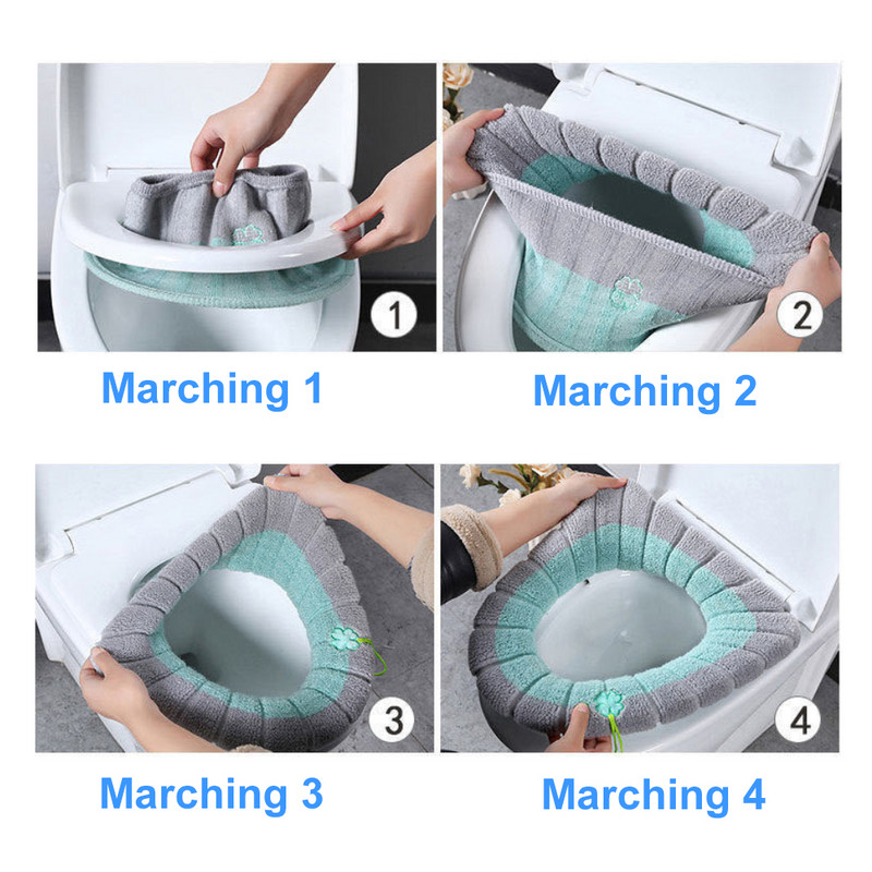 Navlaka za WC sjedalo Održava toplinu Closestool Mat Kupaonski pribor koji se može prati Knitting Pure Color Mekana podloga u obliku slova O Jastučići za WC sjedalo