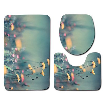 Zeegle Set prostirki za kupaonicu Ispis 3D cvjetnih prostirki za kupaonicu Podna prostirka Set toaletnih prostirki Dekorativna prostirka za toaletnu podlogu Poklopac tepiha Poklopac za WC školjku