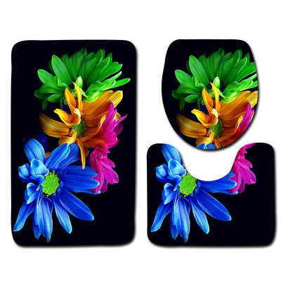 Zeegle Set prostirki za kupaonicu Ispis 3D cvjetnih prostirki za kupaonicu Podna prostirka Set toaletnih prostirki Dekorativna prostirka za toaletnu podlogu Poklopac tepiha Poklopac za WC školjku