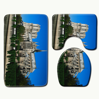 Zeegle prostirke za tuširanje Kupaonske prostirke Memory 3 kom. Podne prostirke WC-a Kupaonske prostirke i set prostirki Notre Dame de Paris s tiskanim tepihom za tuširanje