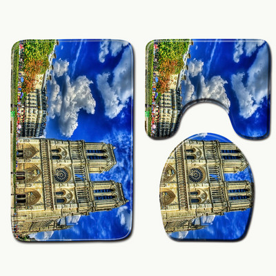 Zeegle prostirke za tuširanje Kupaonske prostirke Memory 3 kom. Podne prostirke WC-a Kupaonske prostirke i set prostirki Notre Dame de Paris s tiskanim tepihom za tuširanje