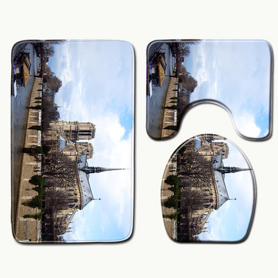 Zeegle prostirke za tuširanje Kupaonske prostirke Memory 3 kom. Podne prostirke WC-a Kupaonske prostirke i set prostirki Notre Dame de Paris s tiskanim tepihom za tuširanje