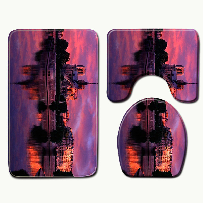 Zeegle prostirke za tuširanje Kupaonske prostirke Memory 3 kom. Podne prostirke WC-a Kupaonske prostirke i set prostirki Notre Dame de Paris s tiskanim tepihom za tuširanje