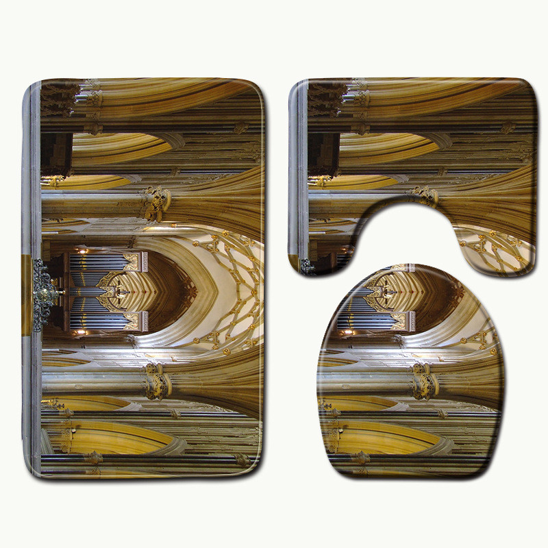 Zeegle prostirke za tuširanje Kupaonske prostirke Memory 3 kom. Podne prostirke WC-a Kupaonske prostirke i set prostirki Notre Dame de Paris s tiskanim tepihom za tuširanje