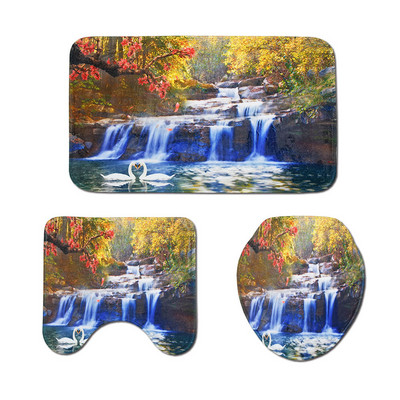 Zeegle tualetes paklāji ainava vannas istabas paklājs flaneļa vannas paklājs tualetes sēdekļa pārklājs absorbējošs vannas istabas paklājs vannas paklājs tualetes paklājs