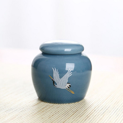 Urna za kremiranje - Pogrebna urna za kućne ljubimce - Izrađena od keramike Ručno oslikana - Prikazana pogrebna urna kod kuće ili u niši u Columbariumu