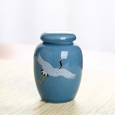 Urna za kremiranje - Pogrebna urna za kućne ljubimce - Izrađena od keramike Ručno oslikana - Prikazana pogrebna urna kod kuće ili u niši u Columbariumu