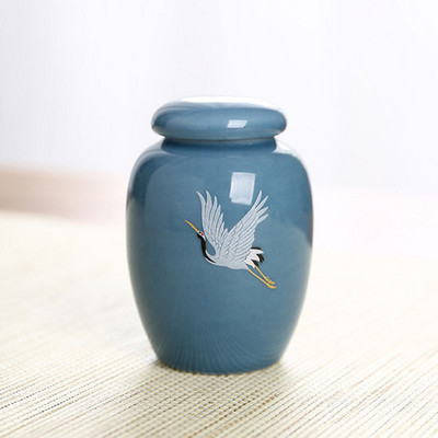 Urna za kremiranje - Pogrebna urna za kućne ljubimce - Izrađena od keramike Ručno oslikana - Prikazana pogrebna urna kod kuće ili u niši u Columbariumu