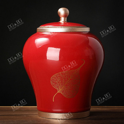 Apbedīšanas urnas pelniem cilvēku kremēšanai, piemiņas pelnu turētājs, suvenīri, dāvana ķīniešu stila lapu keramikas uzglabāšanas dekors